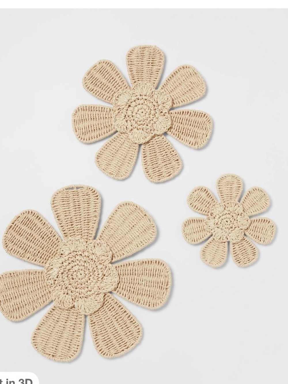3pc Woven Flower Kids' Wall Décor Set - Pillowfort